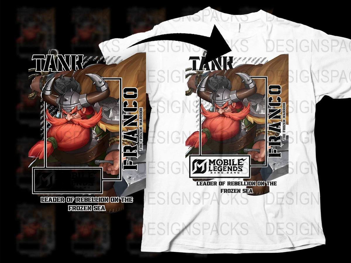 Mobile Legends Franco Tank T-Shirt, Gaming Merch, Leader Rebellion Frozen Sea Graphic Tee