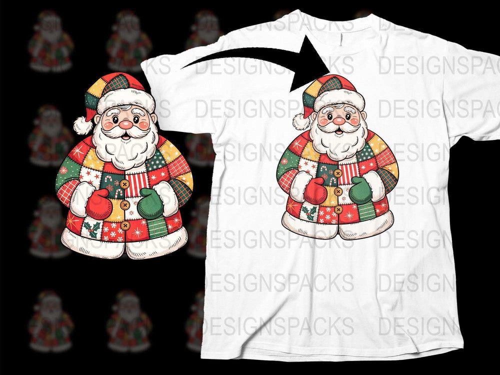 Festive Santa Claus Graphic T-Shirt, Colorful Christmas Holiday Apparel, Unisex Winter Tee Gift Idea