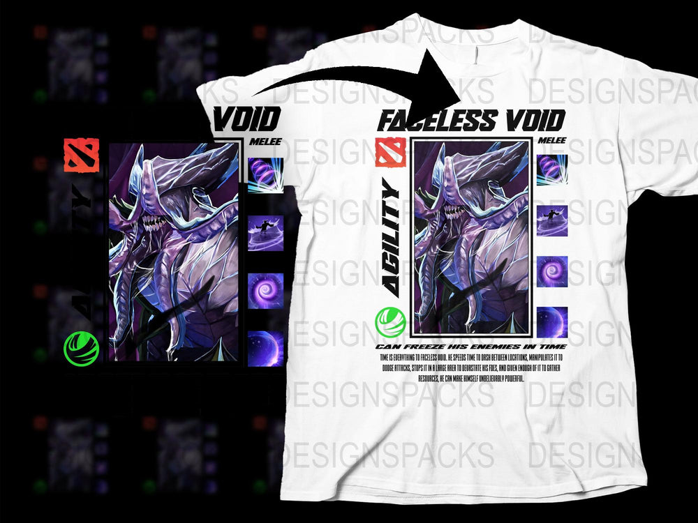 Faceless Void Dota 2 Graphic T-Shirt, Cool Gaming Tee, Unique Fantasy Art, Men's Women's Sizes