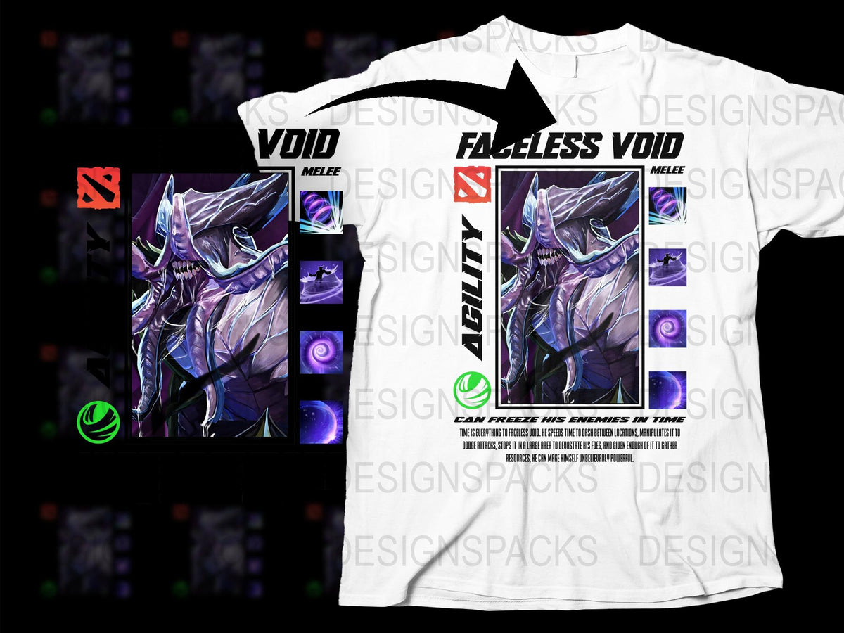 Faceless Void Dota 2 Graphic T-Shirt, Cool Gaming Tee, Unique Fantasy Art, Men's Women's Sizes