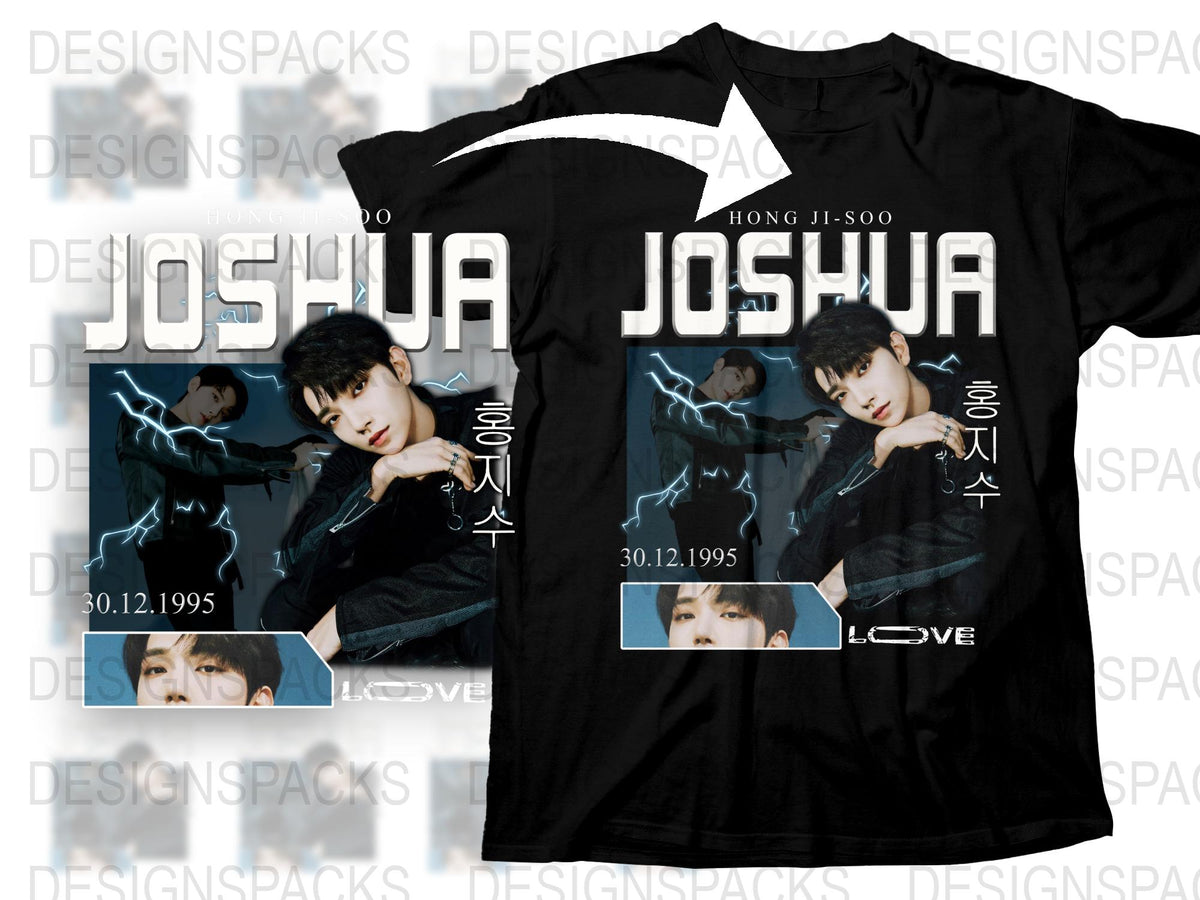 Joshua Fan T-Shirt, K-Pop Idol Black Tee, Star Graphic Design, Birthday Gift Idea, Trendy Music Lover Apparel, Unisex Sizes