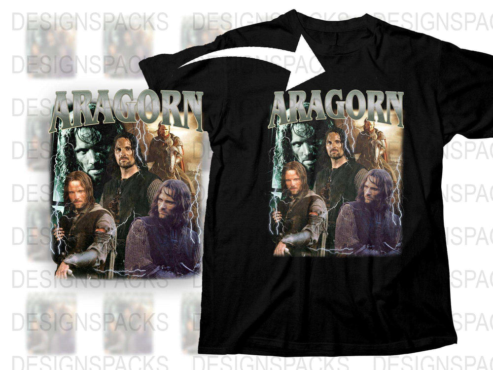 Aragorn Movie Character Graphic T-Shirt, Men's Casual Cotton Tee, Fantasy Film Apparel, Gift for Movie Fans