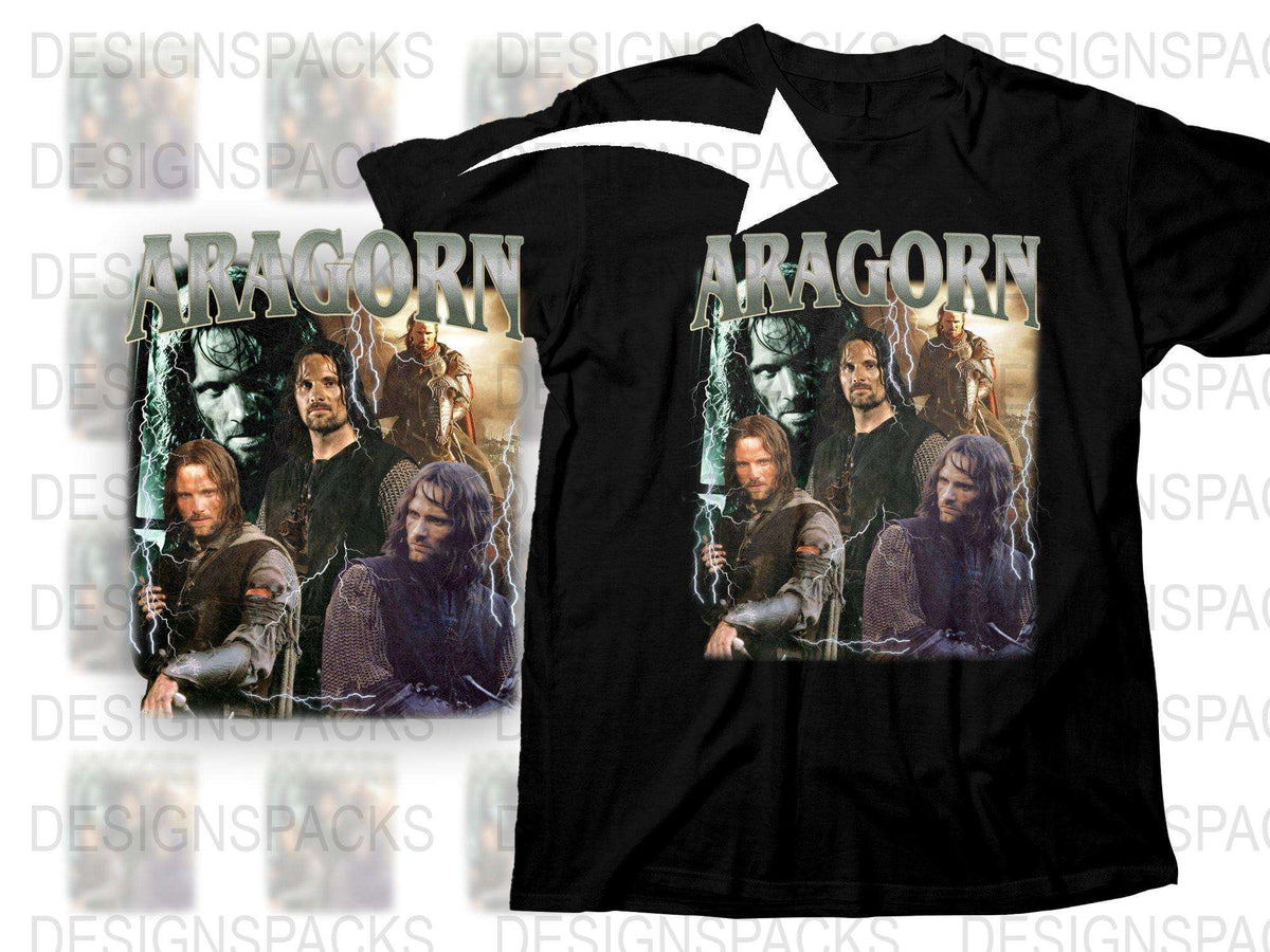 Aragorn Movie Character Graphic T-Shirt, Men's Casual Cotton Tee, Fantasy Film Apparel, Gift for Movie Fans