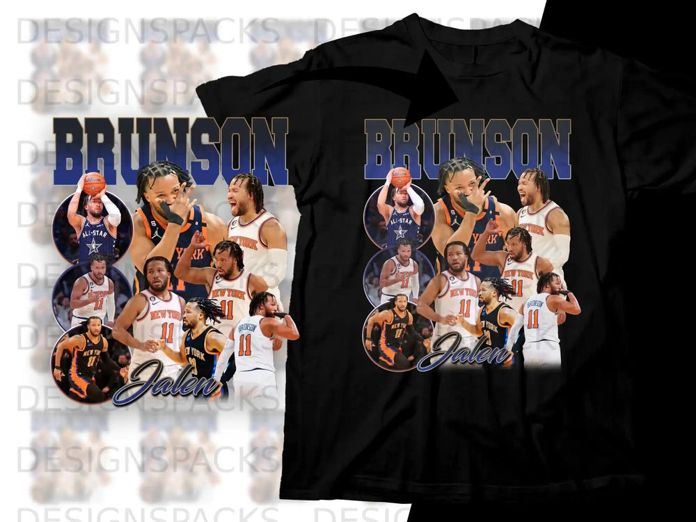 Brunson t-shirt with collage of New York Knicks player Jalen Brunson.