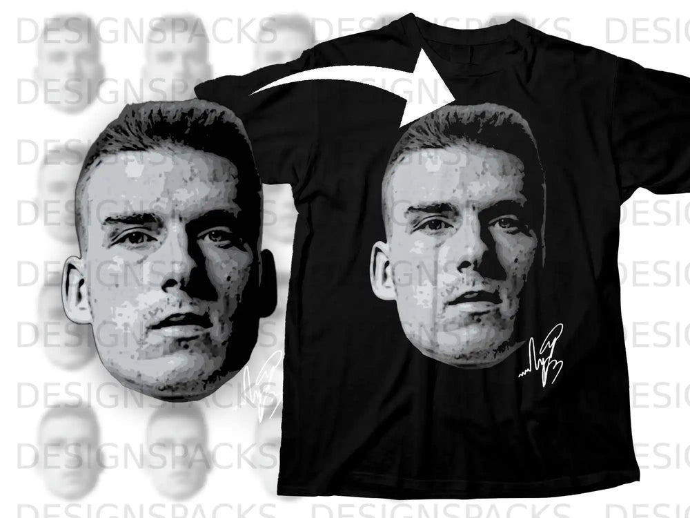 Monochrome Graphic Face Design T-Shirt