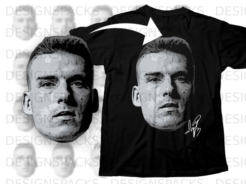 Monochrome Graphic Face Design T-Shirt