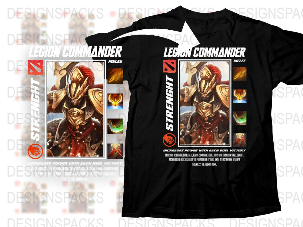 Legion Commander Dota 2 Inspired T-Shirt, Video Game Graphic Tee, Gaming Apparel, Black Cotton Shirt