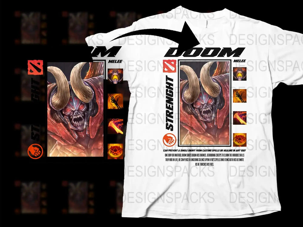 DOOM Inspired Graphic T-Shirt, Video Game Tee, Demon Design, Vivid Colors, Collector's Apparel, Casual Wear, Multi-Size