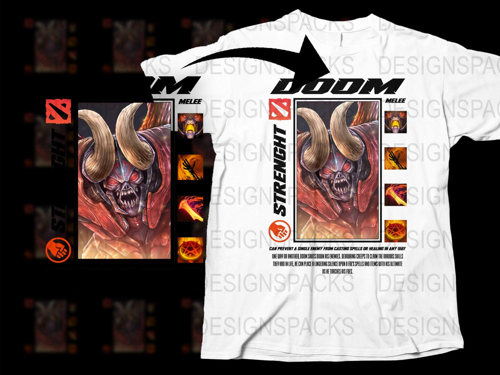 DOOM Inspired Graphic T-Shirt, Video Game Tee, Demon Design, Vivid Colors, Collector's Apparel, Casual Wear, Multi-Size