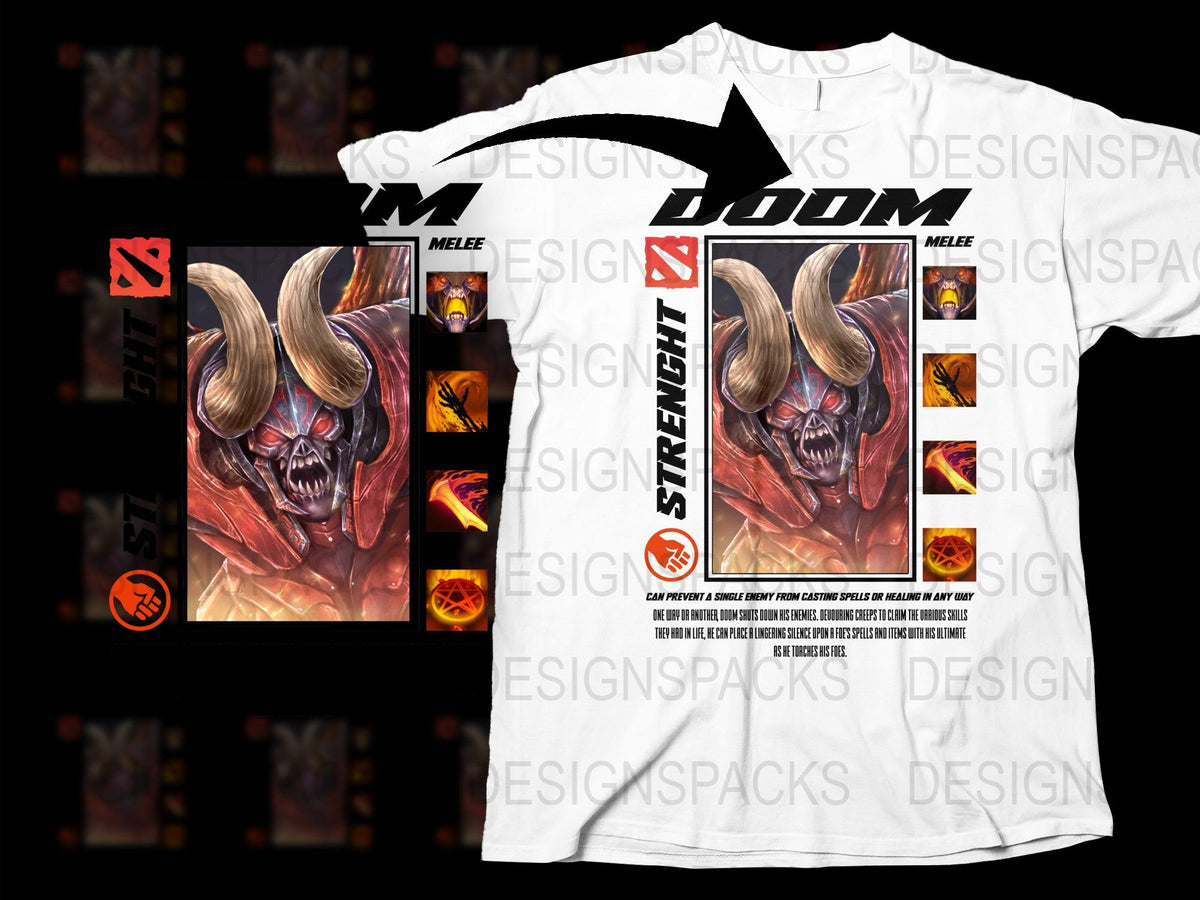 DOOM Inspired Graphic T-Shirt, Video Game Tee, Demon Design, Vivid Colors, Collector's Apparel, Casual Wear, Multi-Size