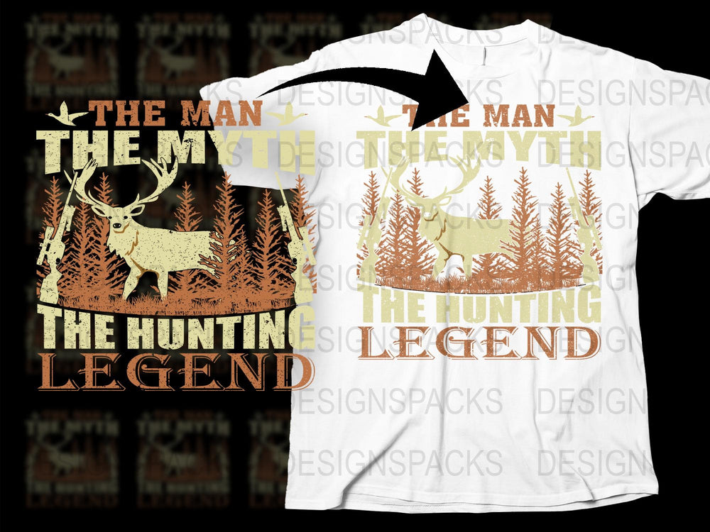 Hunting Legend T-Shirt for Men, Deer and Forest Print, Outdoor Hunting Apparel, Gift for Hunters