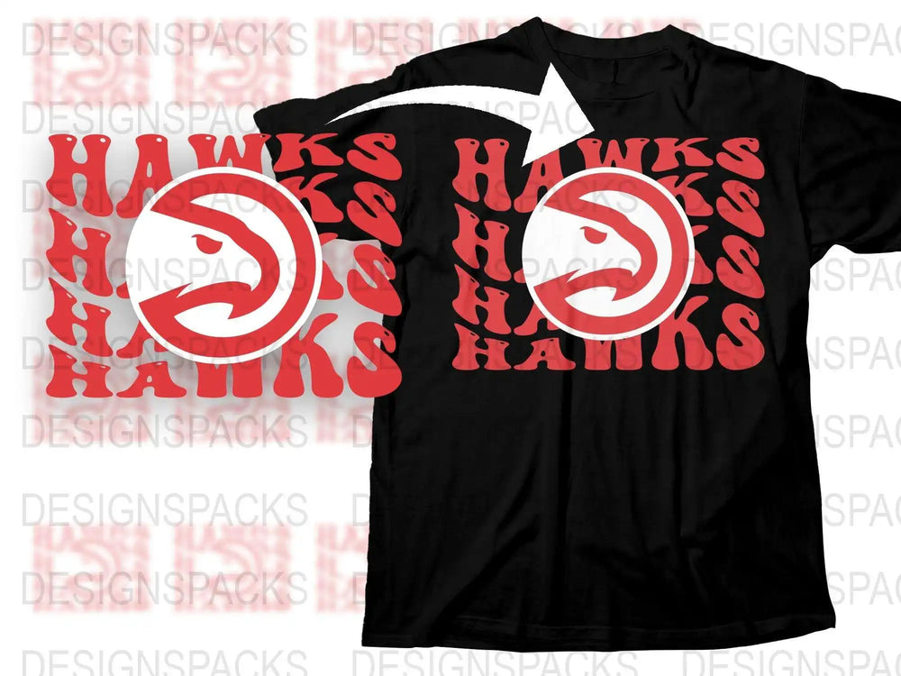 Hawks Graphic T-Shirt, Bold Red and White Logo, Unisex Cotton Tee, Casual Sporty Apparel