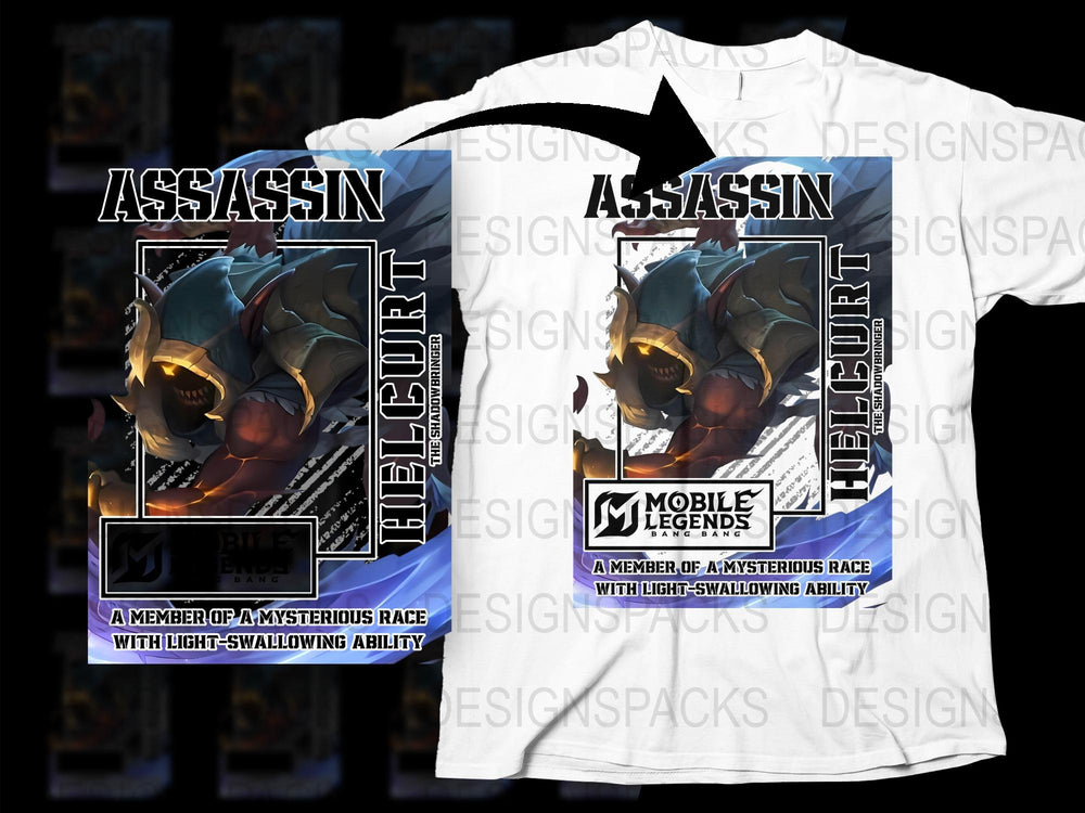 Mobile Legends Assassin Helcurt T-Shirt, Gamer Graphic Tee, Video Game Apparel, Unique Gift Idea