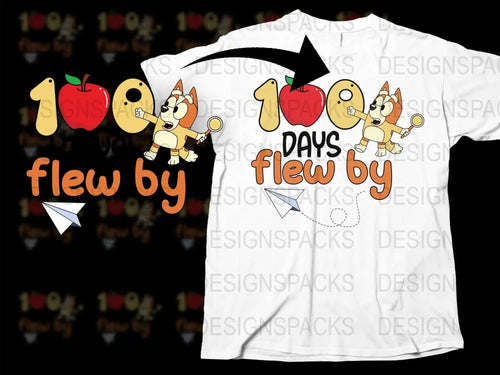 Kids 100 Days of School T-Shirt, Funny Fox and Paper Airplane Graphic Tee