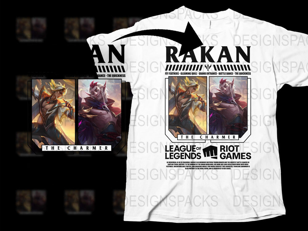 League of Legends Rakan T-Shirt, Gaming Merch, The Charmer Graphic Tee, Riot Games Apparel