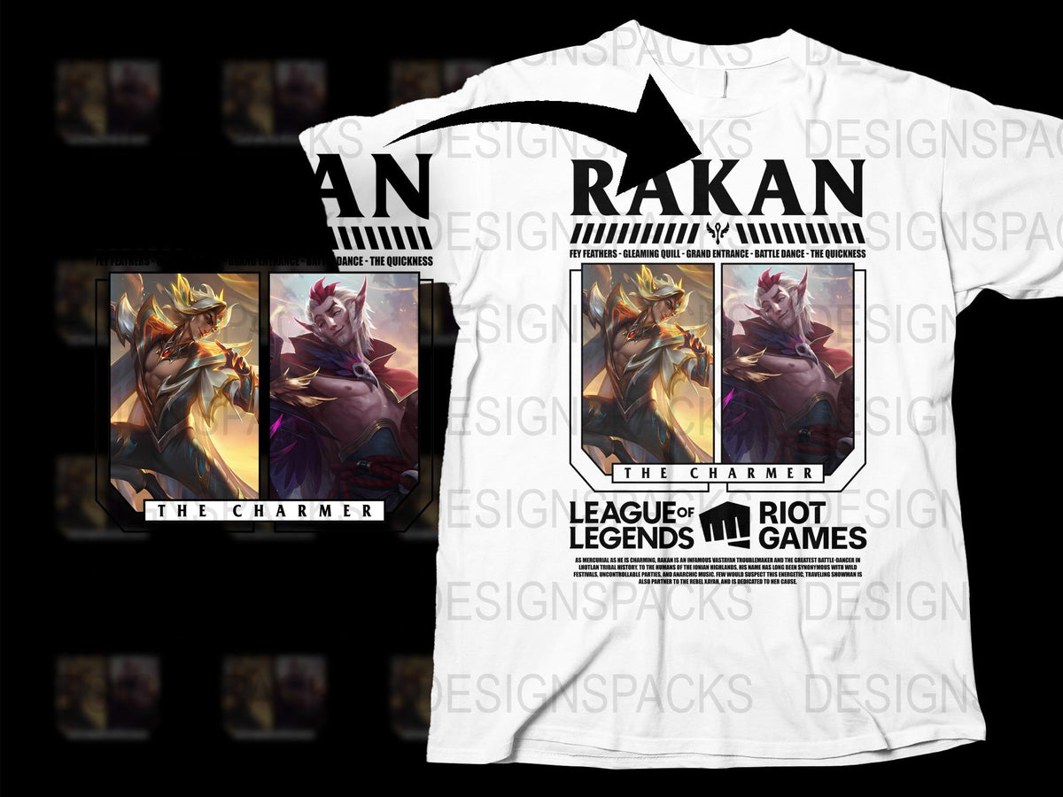 League of Legends Rakan T-Shirt, Gaming Merch, The Charmer Graphic Tee, Riot Games Apparel