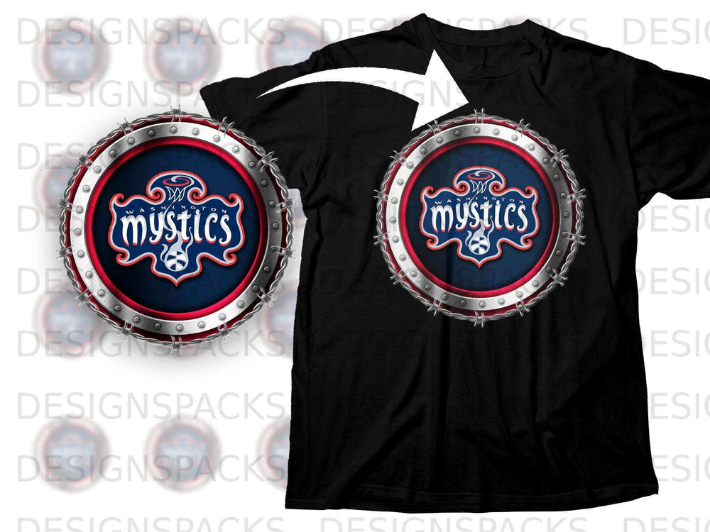 Washington Mystics Logo Printed Round Shield T-Shirt