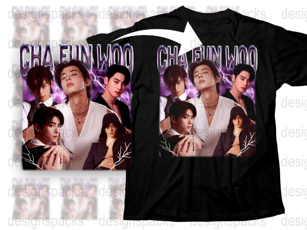 Cha Eun Woo Fan T-Shirt, K-Pop Idol Photo Collage, Trendy Pop Culture Apparel, Gift for Fans