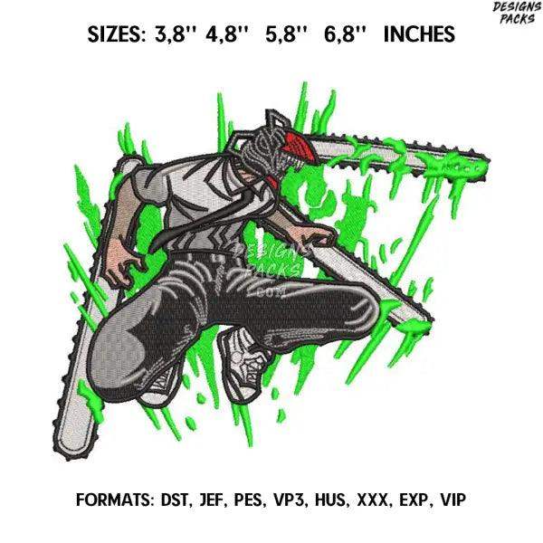 Chainsaw Man Embroidery Design File / Chainsaw man Anime Embroidery Design/ Denji and Pochita embroidery design pes