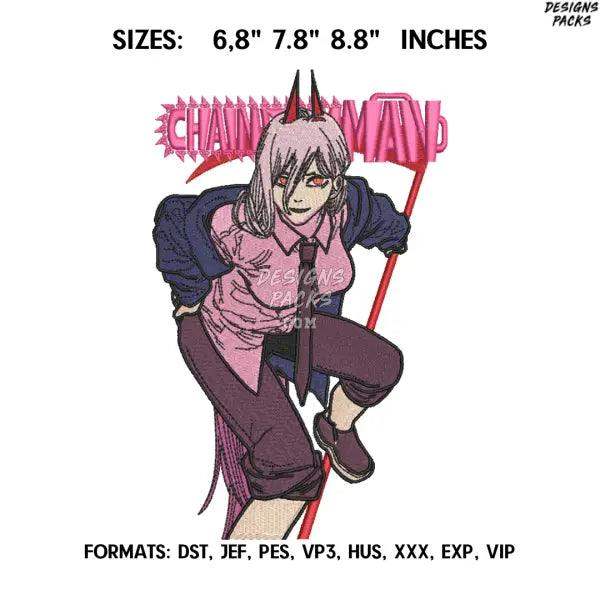 Chainsaw Man Power Embroidery Design File. Power Chainsaw Man Anime Embroidery Design. Machine  Design Pes Dst
