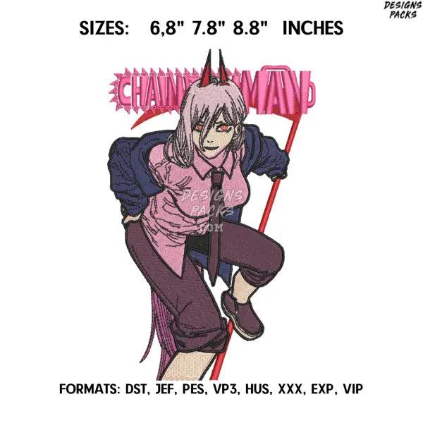 Chainsaw Man Power Embroidery Design File. Power Chainsaw Man Anime Embroidery Design. Machine  Design Pes Dst