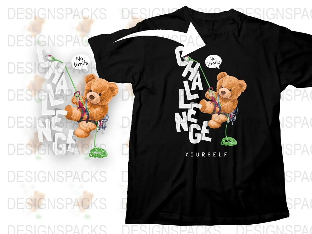 Challenge Yourself with No Limits Bear Print Png Digital Download