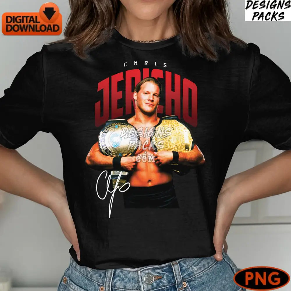 Champion Wrestler Digital Art Instant Download Png Wrestling Fan Gift Sports