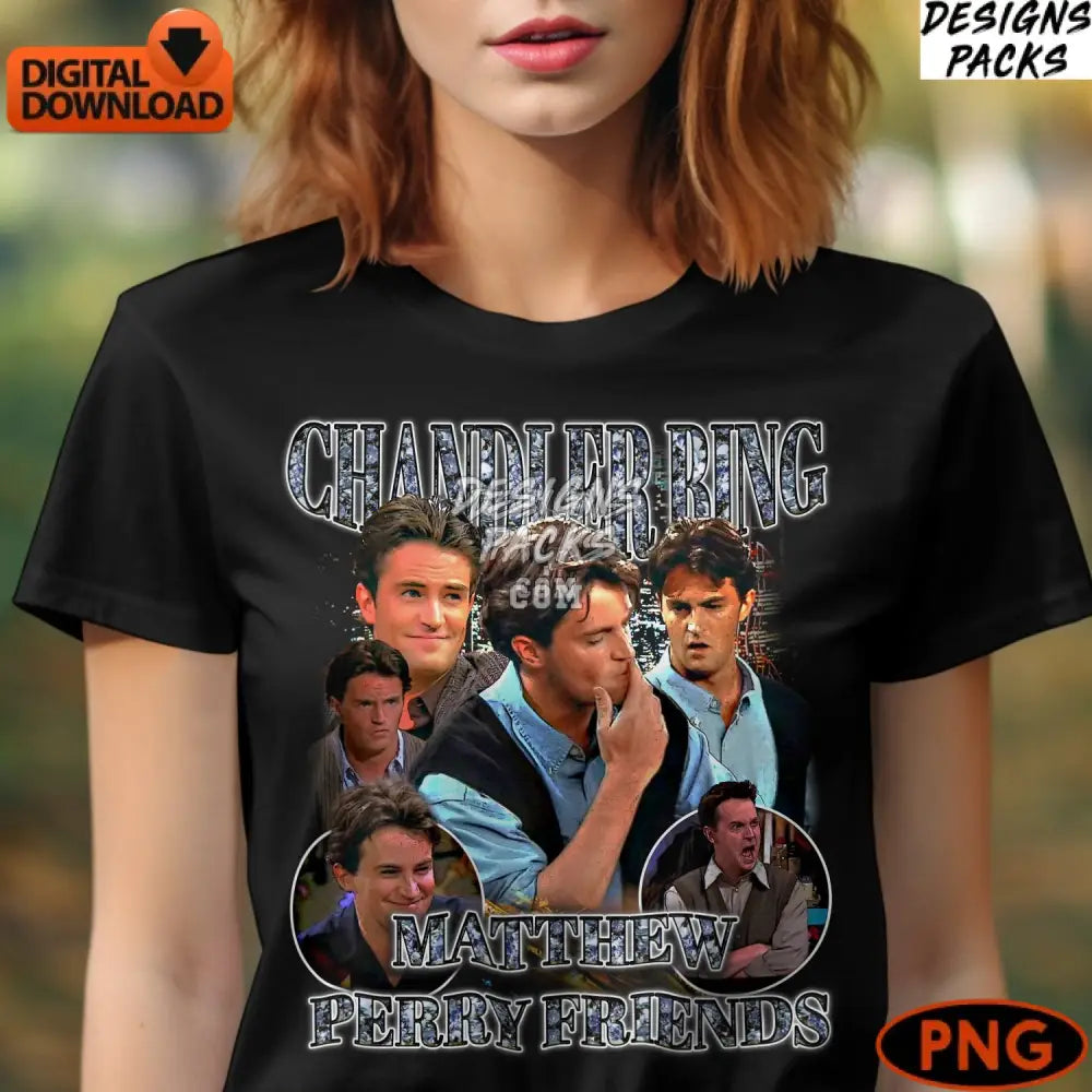 Chandler Bing Friends Tv Show Digital Art Matthew Perry Collage Instant Download Png