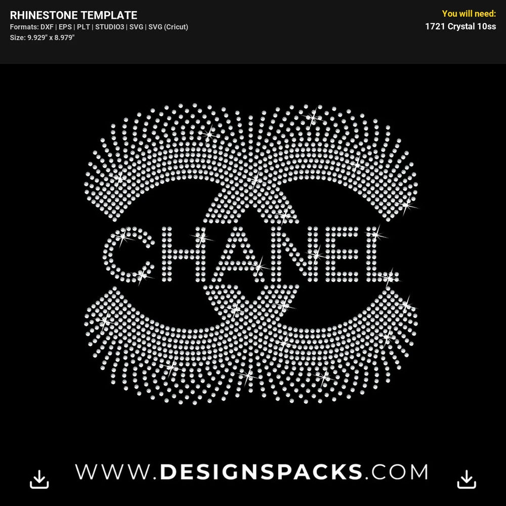 Chanel Centered Sparkle Rhinestone Digital Template