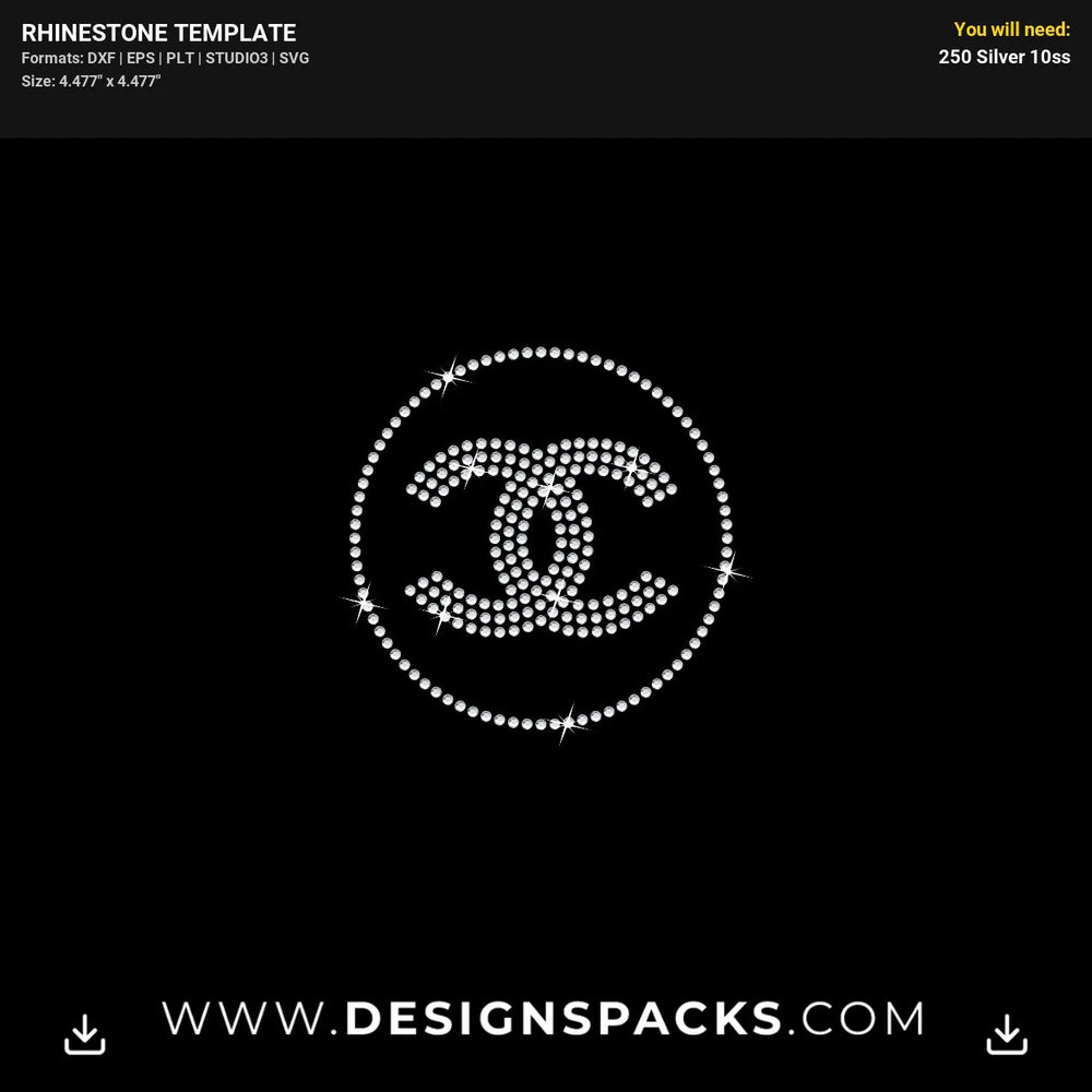 Chanel Circle Frame Rhinestone Digital Template