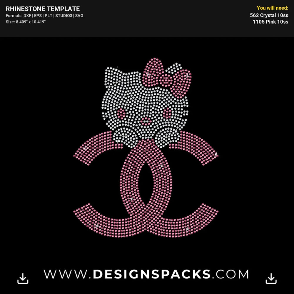 Chanel Hello Kitty Rhinestone Digital Template