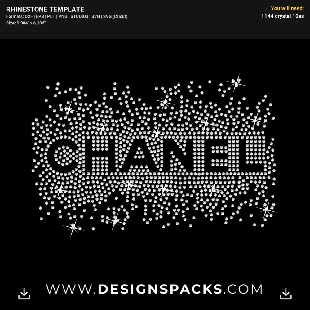 Chanel Scatter Bling Design Rhinestone Digital Template