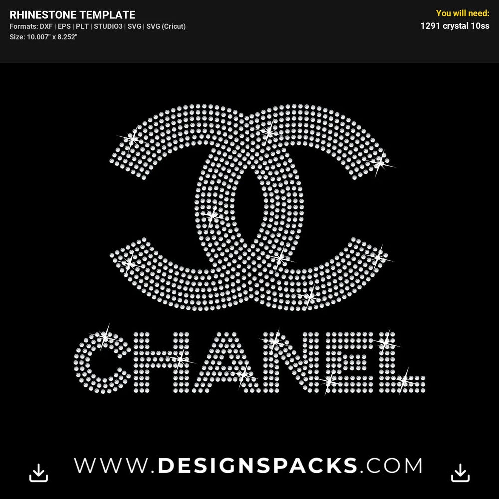 Chanel Wide 10Inches Rhinestone Digital Template