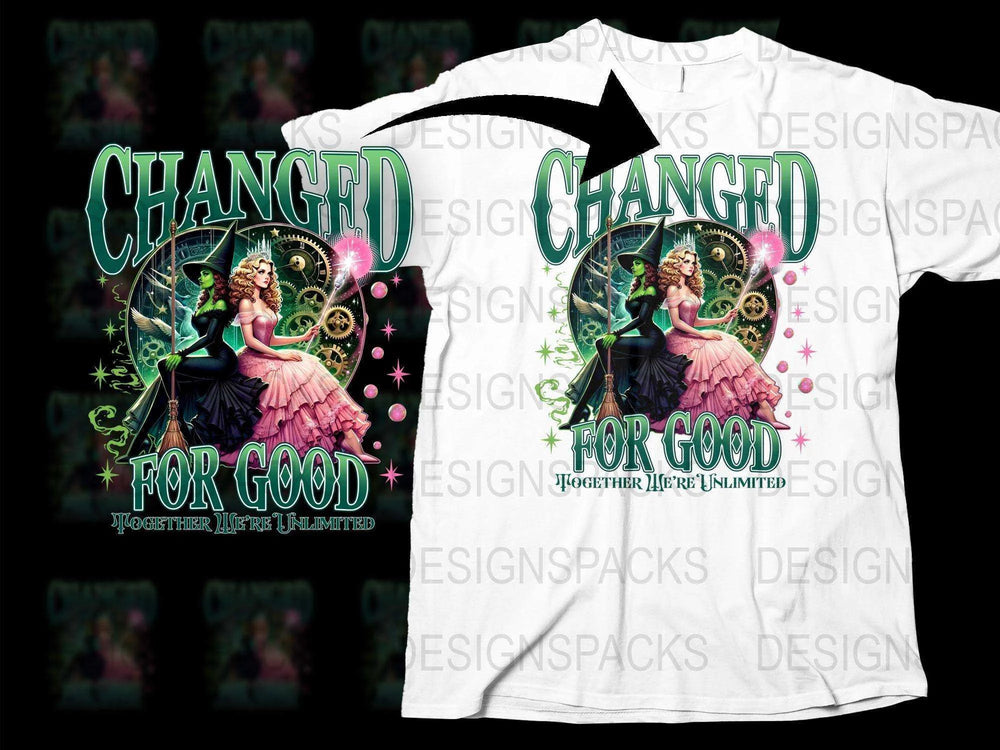 Changed For Good T-Shirt, Fantasy Art Graphic Tee, Inspirational Quote, Magical Design, Women's Fashion Top
