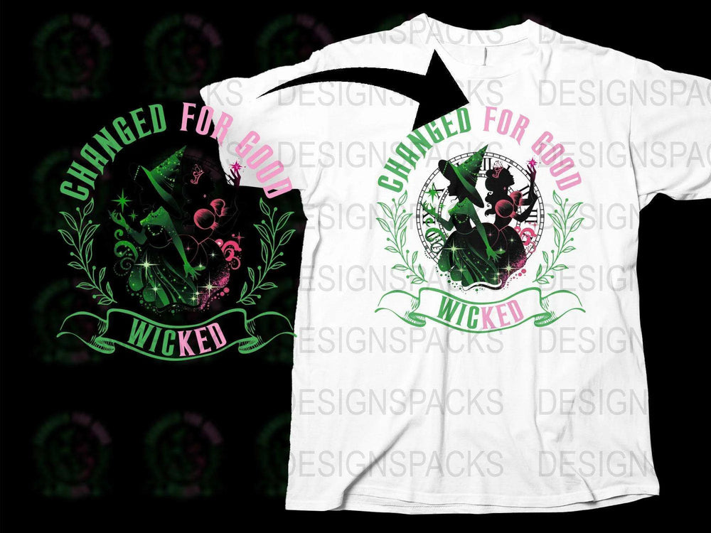 Changed for Good Wicked Inspired T-Shirt, Musical Theatre Fan Tee, Broadway Show Apparel, Black and White Graphic Tee Design