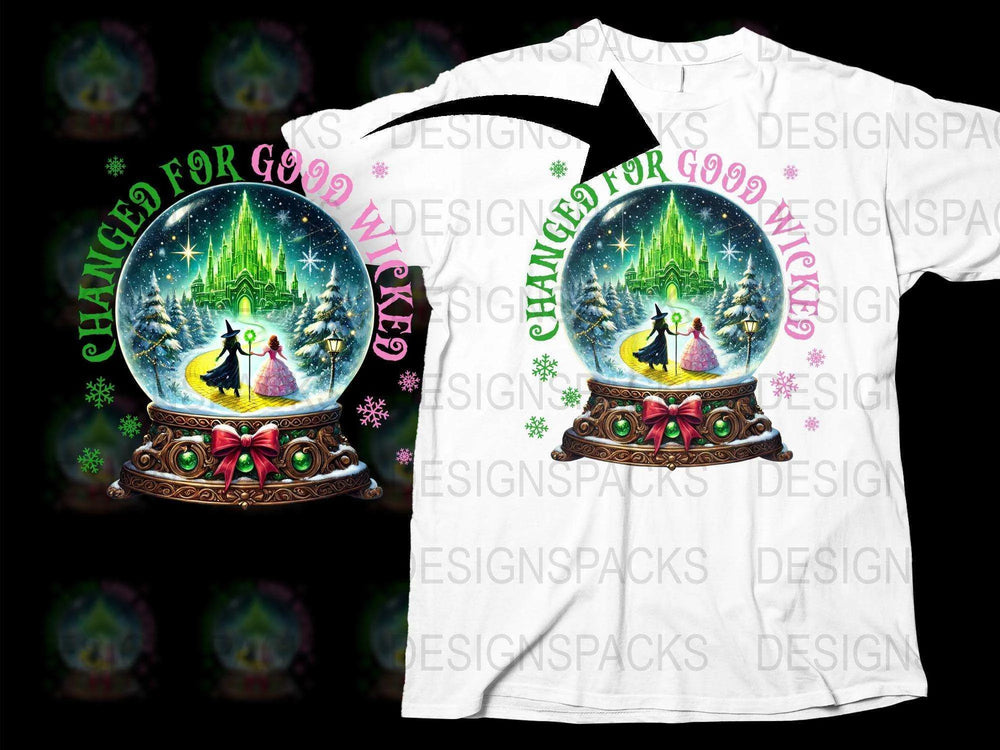 Wicked Witch Snow Globe T-Shirt, Broadway Musical Fan Tee, Colorful Graphic Tee, Unique Christmas Gift Idea