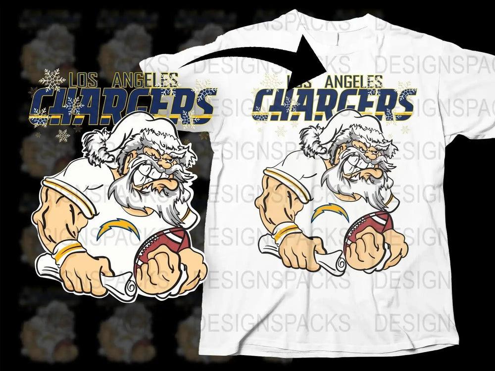 CHARGER Team Christmas Football Santa Png Digital Download
