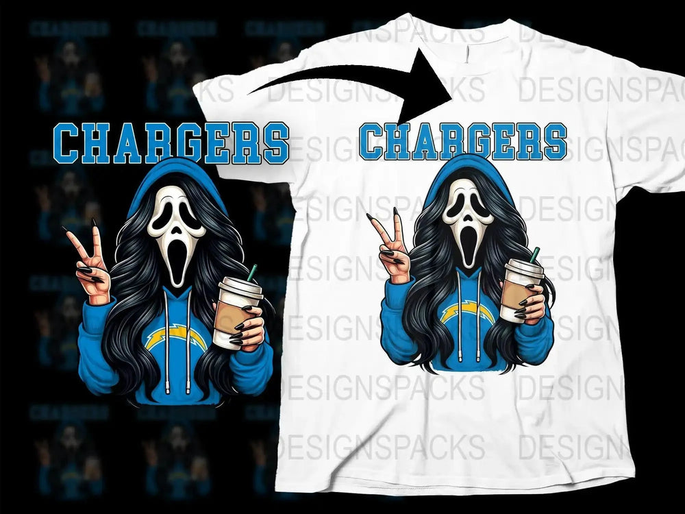 Chargers GhostFace Scream Girl Graphic Png Digital Download