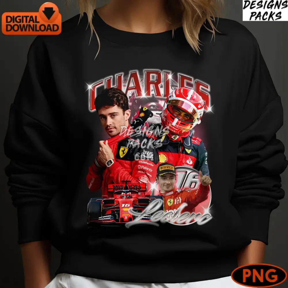 Charles Leclerc Ferrari F1 Digital Art Racing Png Download Motorsport Fan Gift Instant