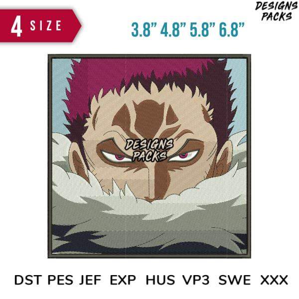 Anime character embroidery design in 4 sizes, print-ready formats for DTG/DTF and tumbler wraps