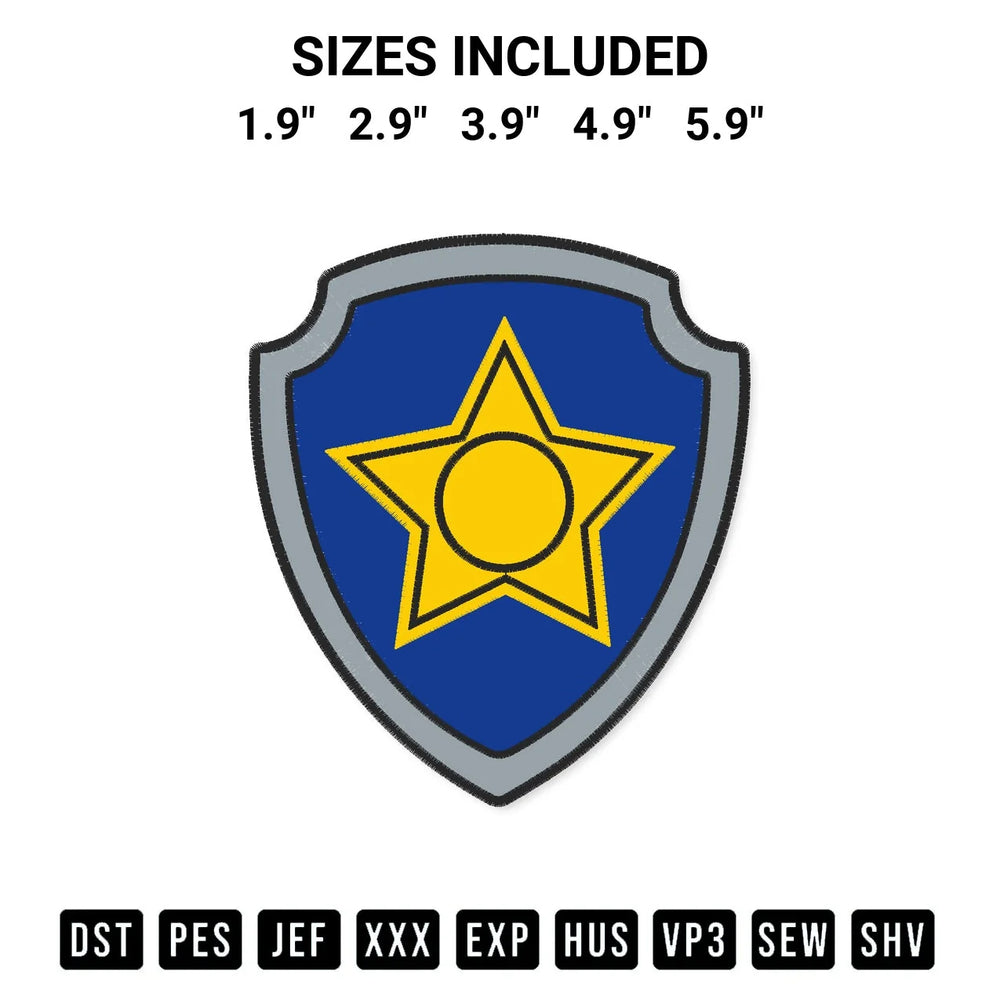 Chase Police Badge Embroidery Design