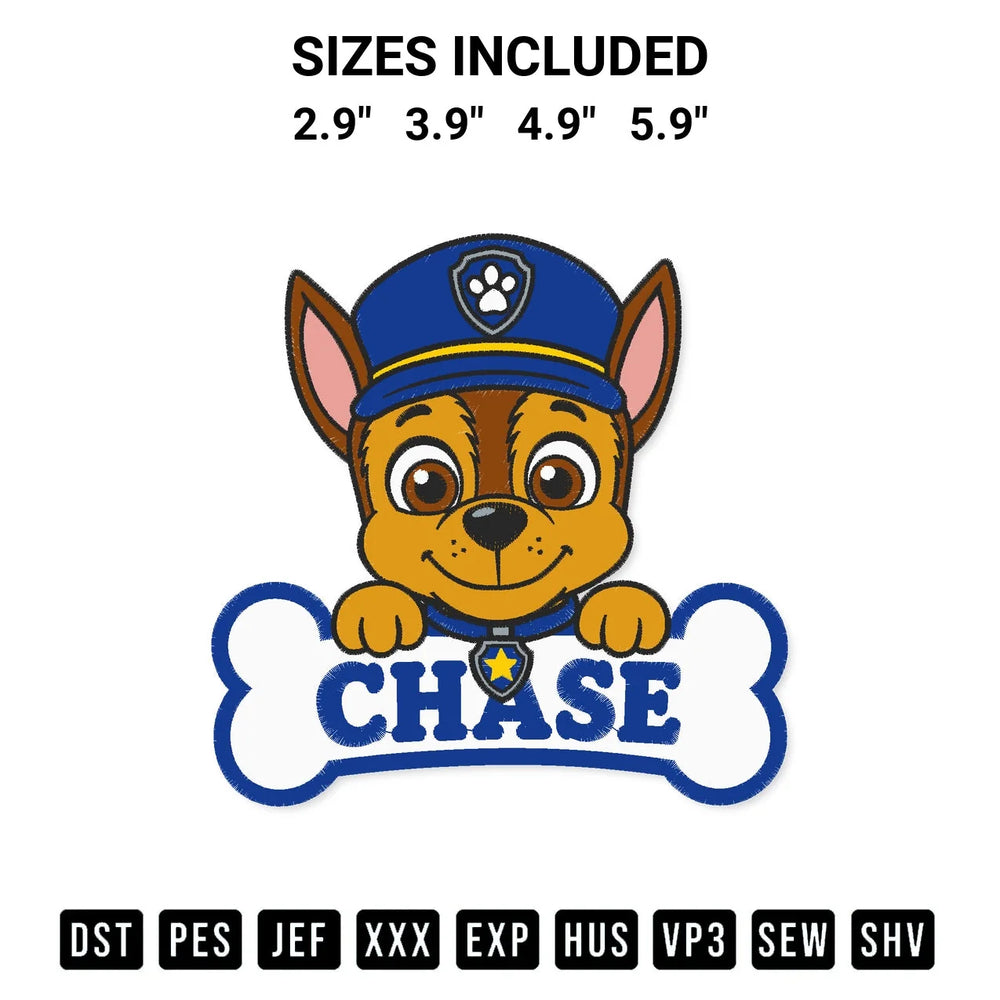 Chase Police Dog Embroidery Design