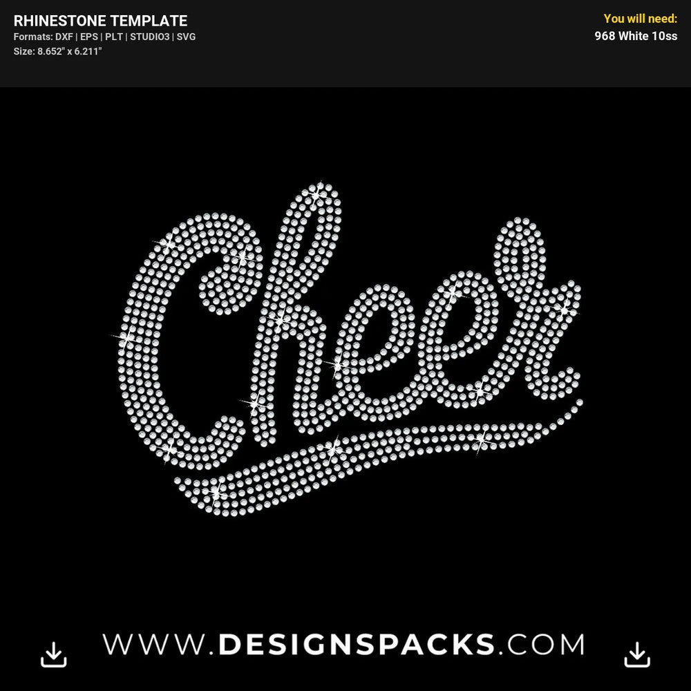 Cheer Fancy Script Letters Rhinestone Digital Template