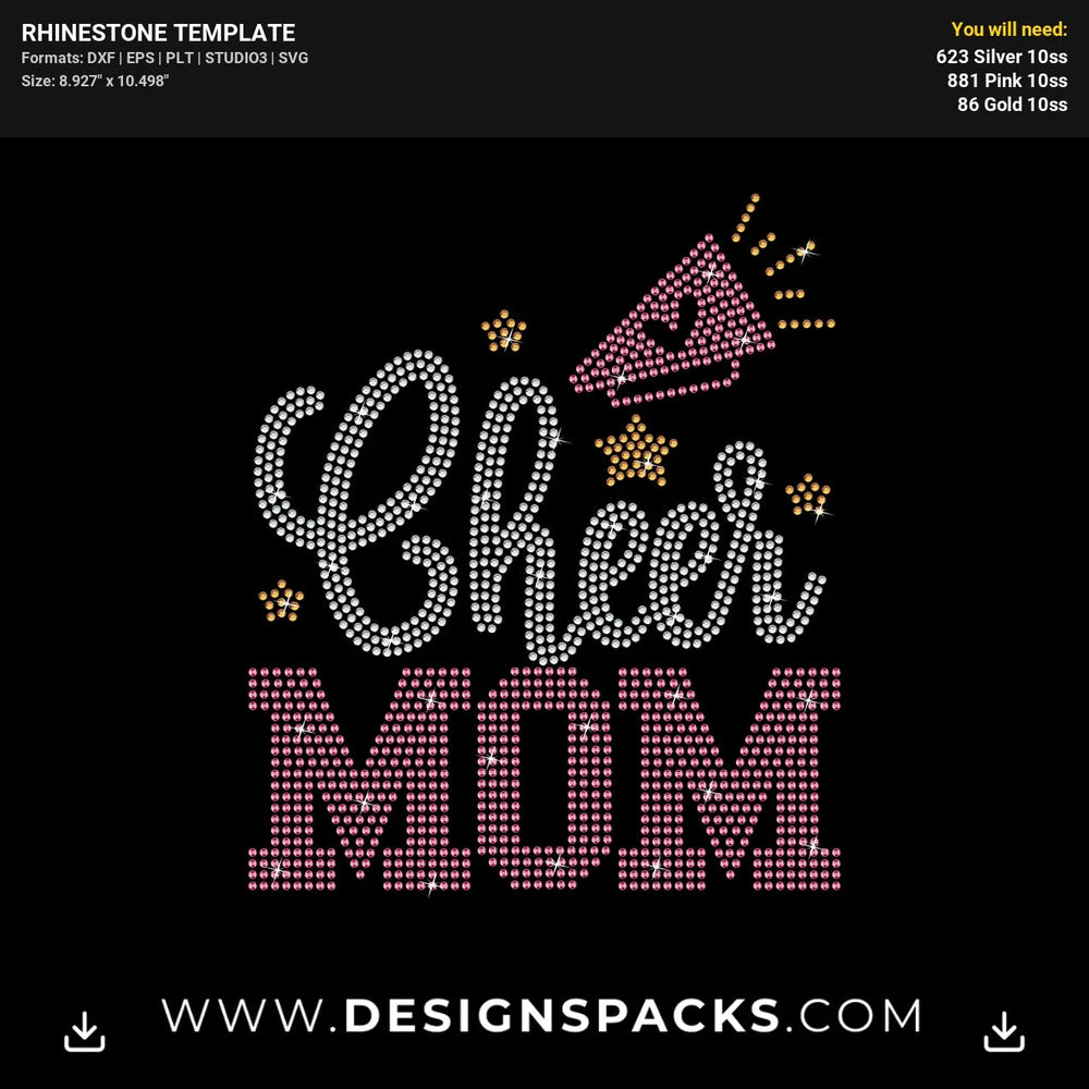 Cheer Mom Loud Rhinestone Digital Template