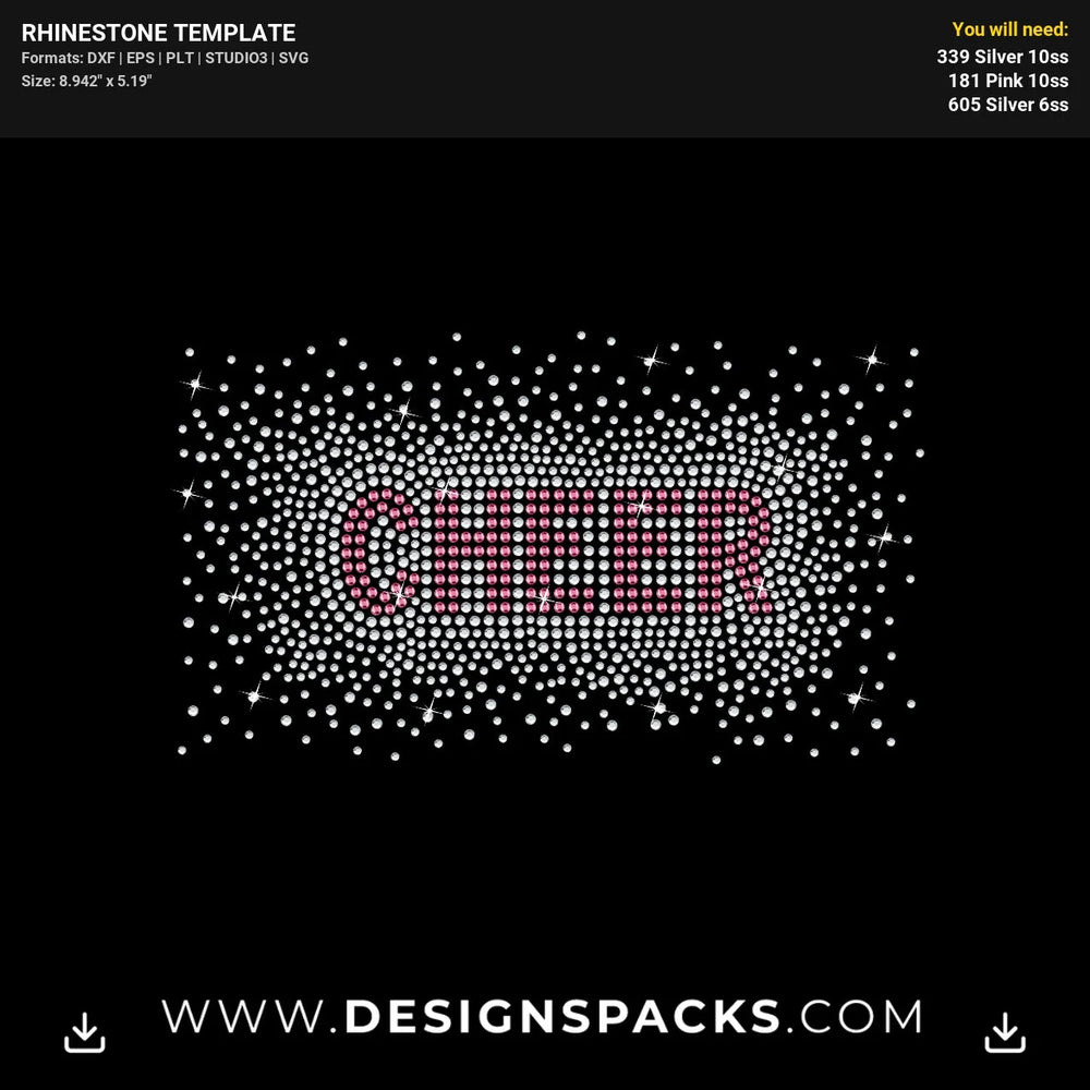 Cheer Super Sparkle Rhinestone Digital Template