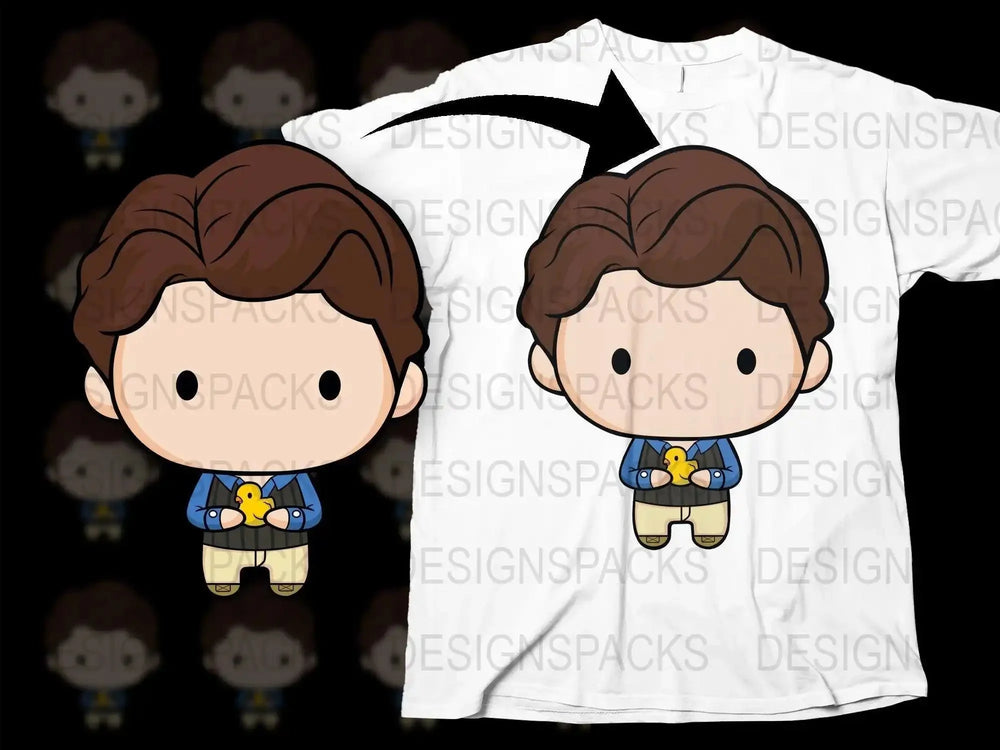 Chibi Style Duck Holding Character Design Png Digital Download