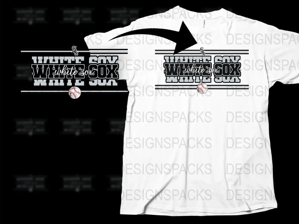 Chic and Stylish White Sox Baseball Team Fan Png Digital Download