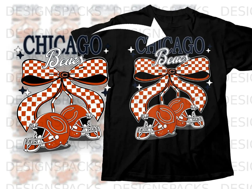 Chicago Bears Bow Helmet Design T-Shirt for Fans