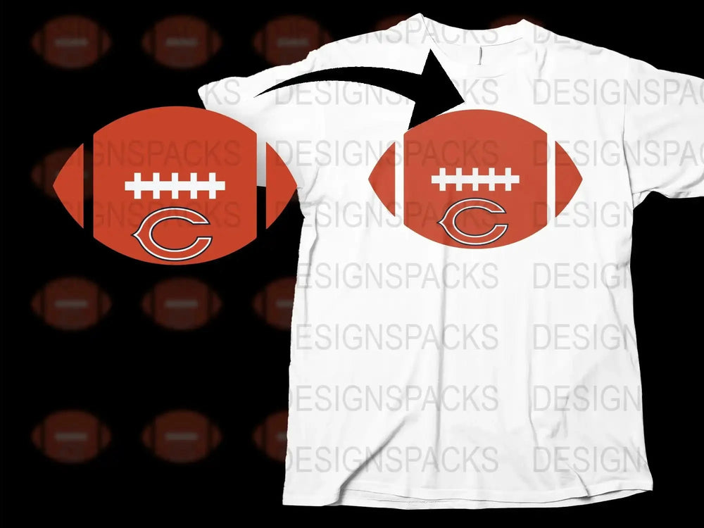 Football Themed T-Shirt with Chicago Team Logo, Unisex Sports Casual Wear, Game Day Apparel