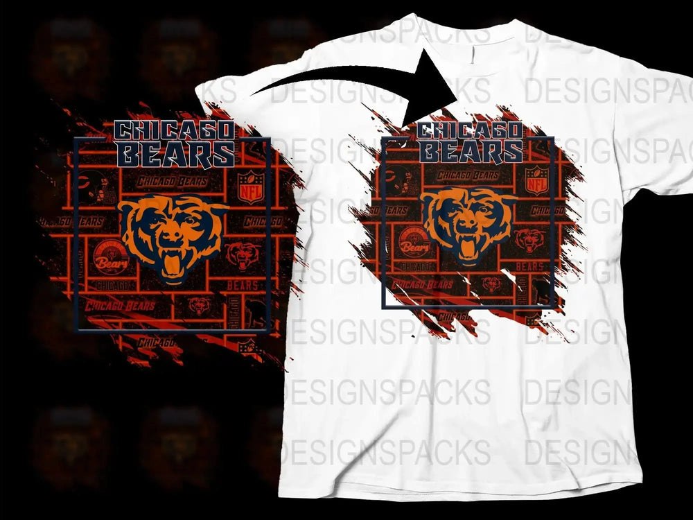 Chicago Bears Themed T-Shirt, Retro Grunge Style, Football Fan Gear, Unisex Sports Apparel